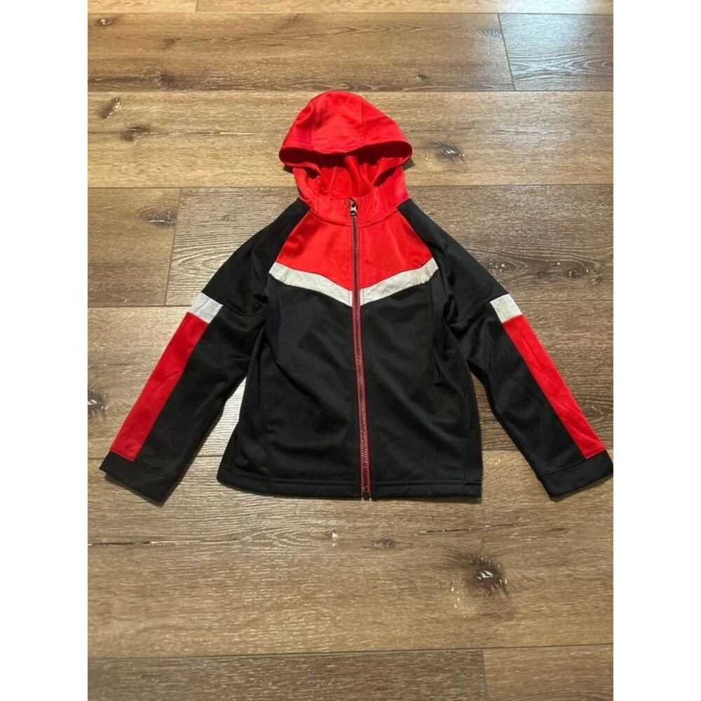 Athletic Works Boys Red & Black Colorblock Full-Zip Hoodie Jacket – Size S (6-7)